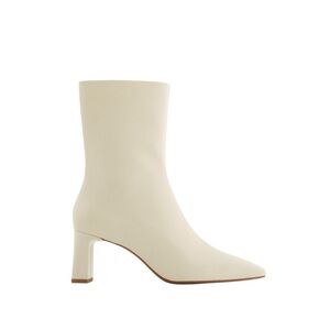 Zara Cream Soft Leather High Heeled Ankle Boots size 38